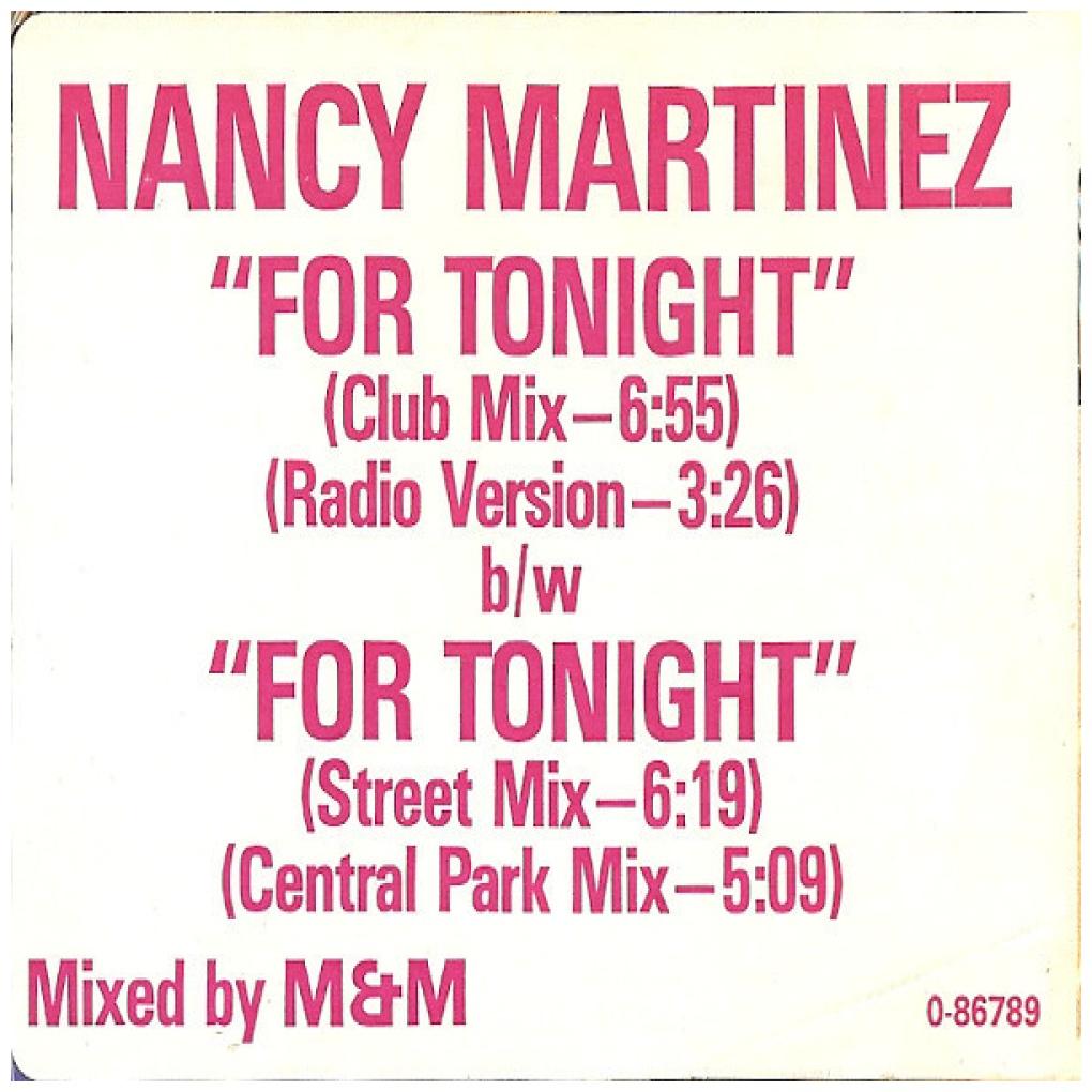 NANCY MARTINEZ - FOR TONIGHT | 12'' MAXI SINGLE USADO