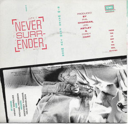 COREY HART - NEVER SURRENDER (POSTER) | 7" SINGLE VINILO USADO