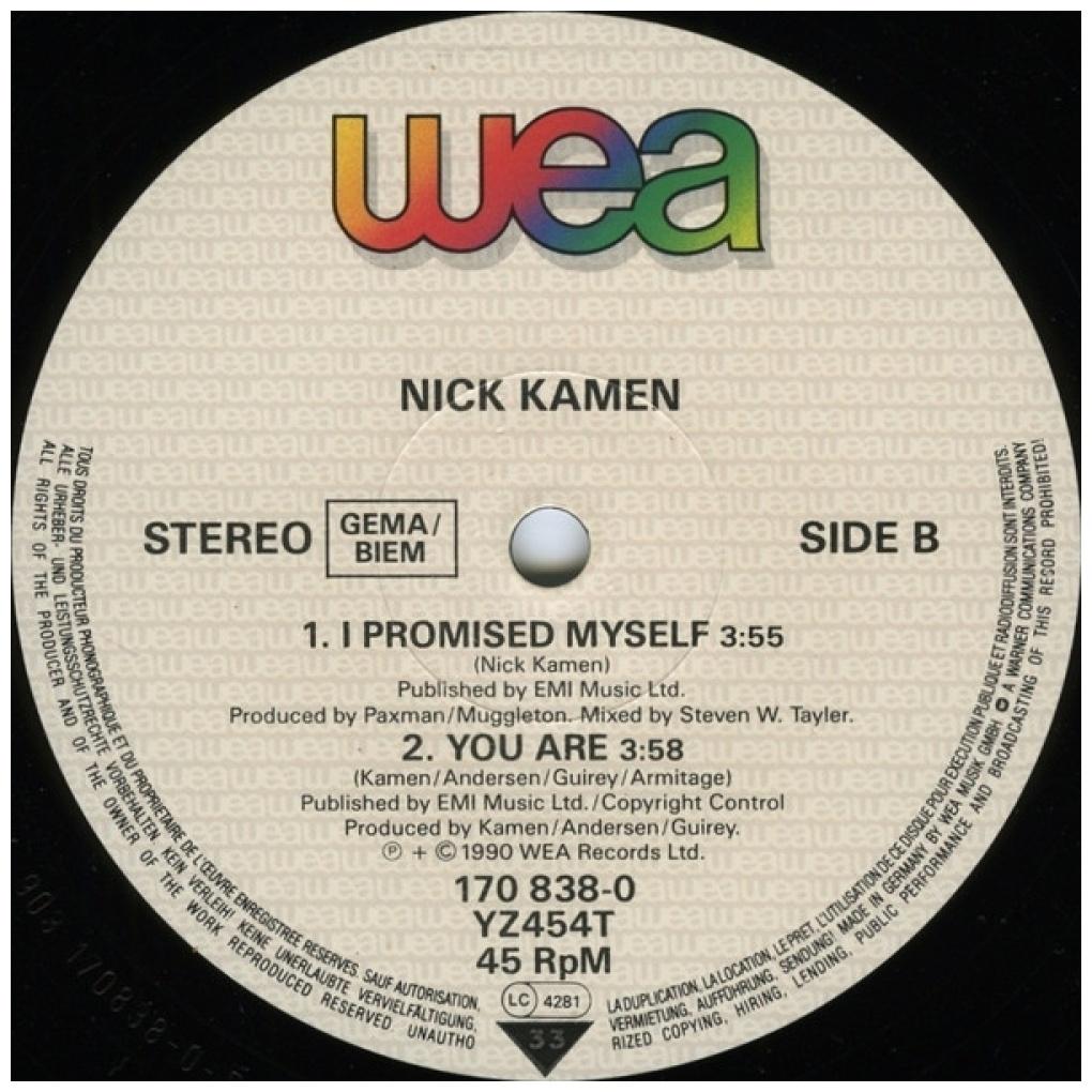 NIK KAMEN - I PROMISE MYSELF | 12'' MAXI SINGLE USADO