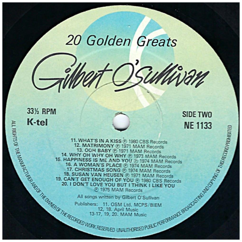 GILBERT O'SULLIVAN - 20 GOLDEN GREATS | VINILO USADO