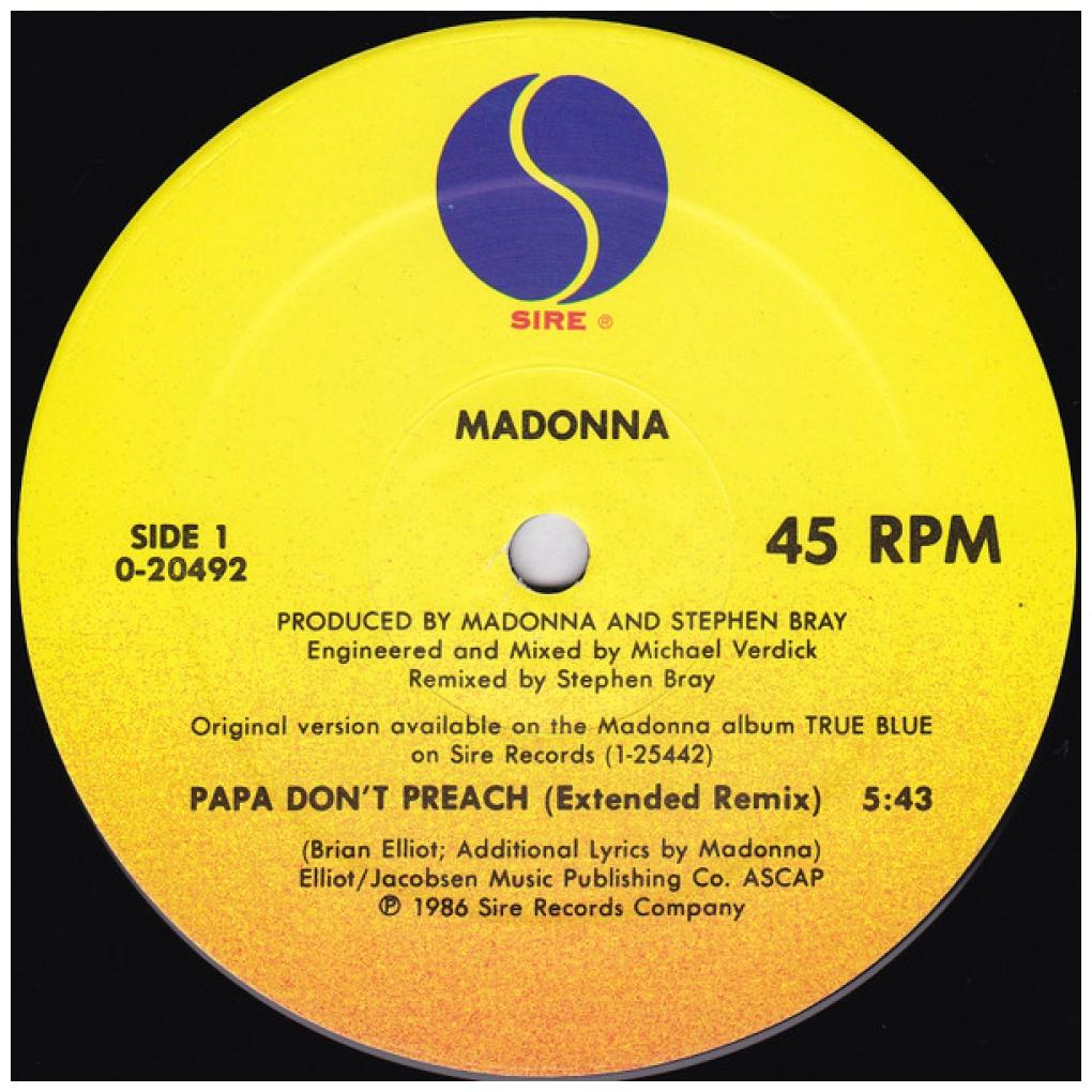 MADONNA - PAPA DON'T PREACH | 12'' MAXI SINGLE USADO
