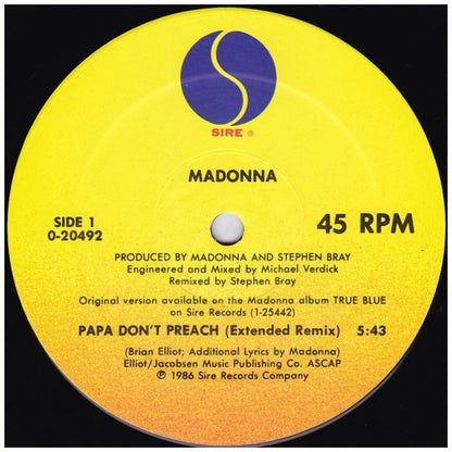 MADONNA - PAPA DON'T PREACH | 12'' MAXI SINGLE USADO