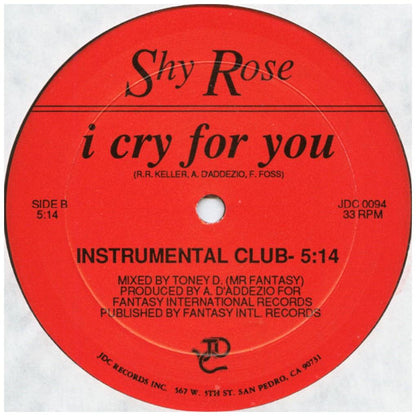 SHY ROSE - I CRY FOR YOU | 12'' MAXI SINGLE USADO