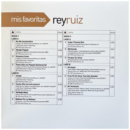 REY RUIZ - MIS FAVORITAS (2LP) (LIGHT BEIGE VINYL) | VINILO