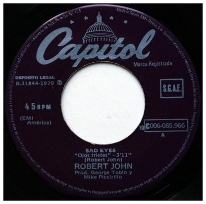 ROBERT JOHN - SAD EYES/OJOS TRISTES | 7" SINGLE VINILO USADO