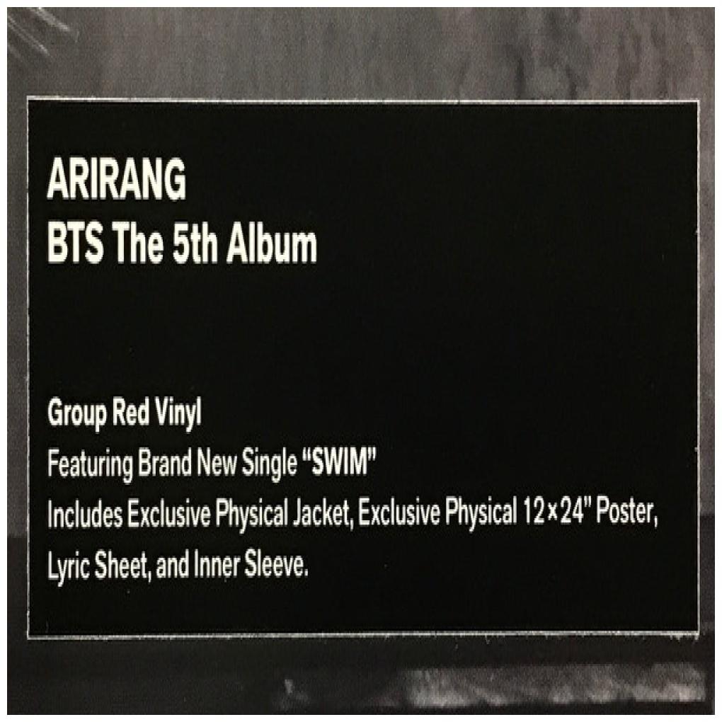 BTS - THE 5TH ALBUM 'ARIRANG' (EXCLUSIVE GROUP RED VINYL) | VINILO
