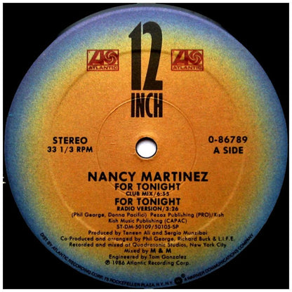 NANCY MARTINEZ - FOR TONIGHT | 12'' MAXI SINGLE USADO