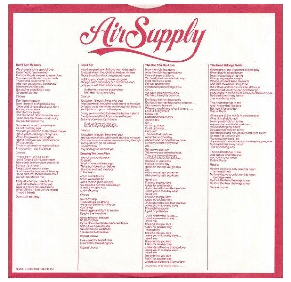 AIR SUPPLY - THE ONE THAT YOU LOVE | VINILO USADO