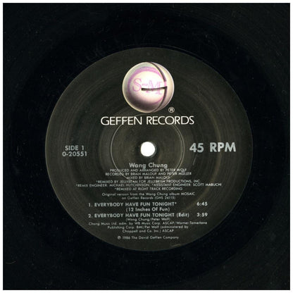 WANG CHUNG - EVERYBODY HAVE FUN TONIGHT | 12'' MAXI SINGLE USADO