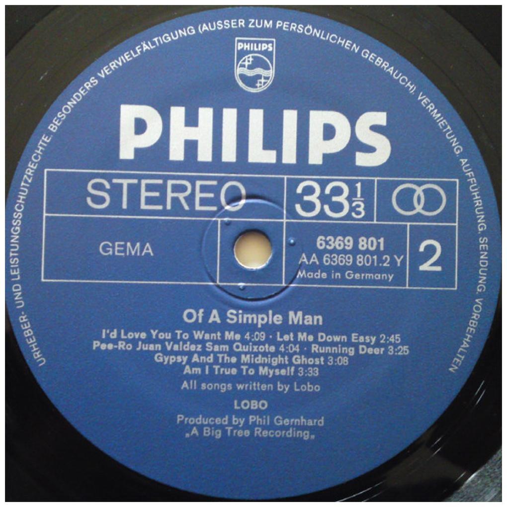 LOBO - OF A SIMPLE MAN | VINILO USADO