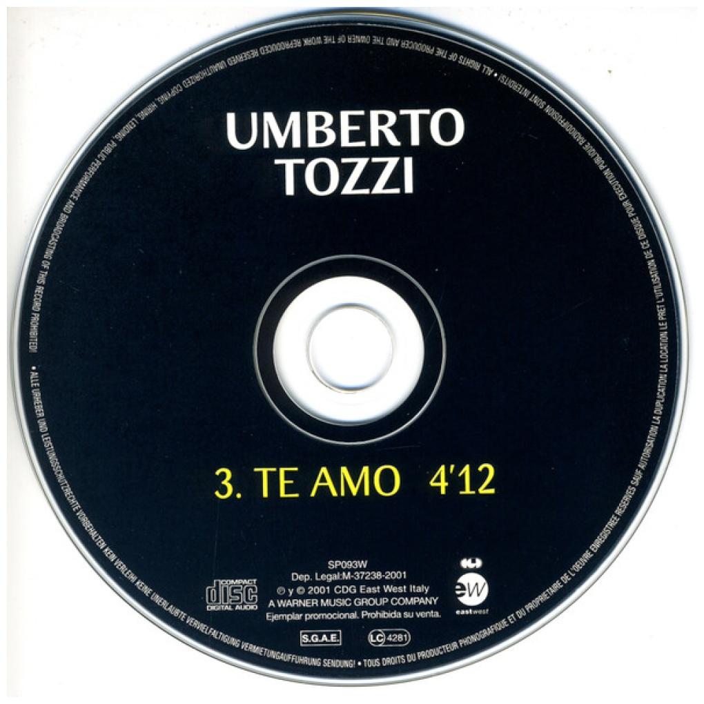 UMBERTO TOZZI - TE AMO (CD SINGLE) (PROMO COPY) | CD