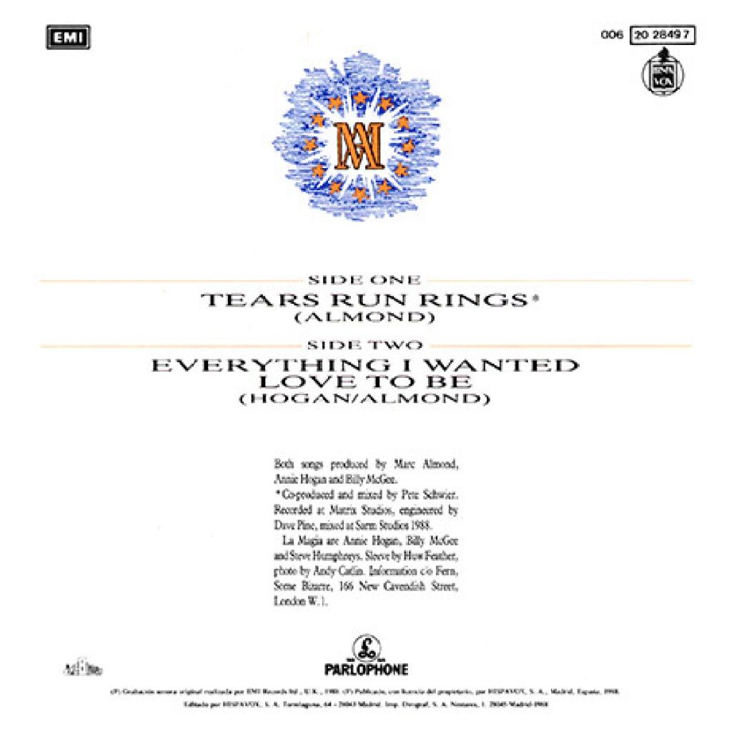 MARC ALMOND - TEARS RUN RINGS | 7" SINGLE USADO