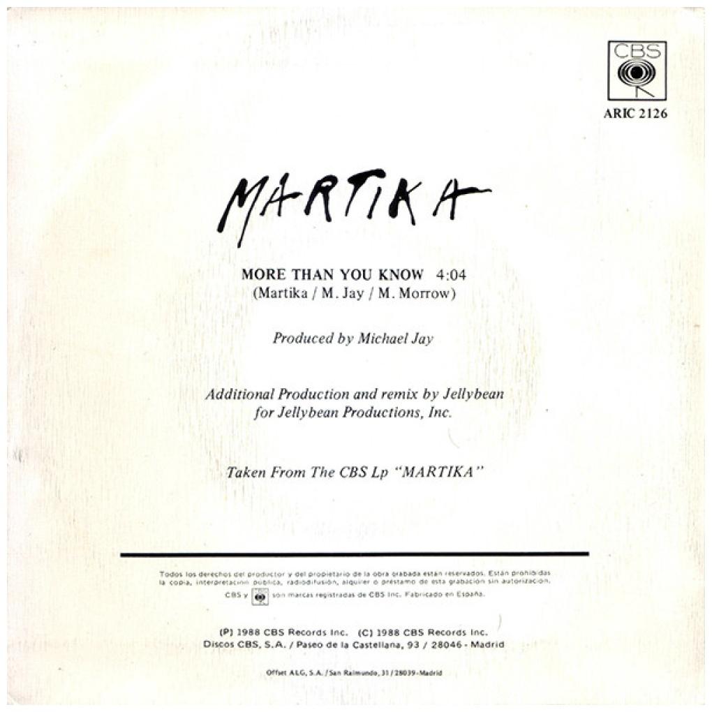 MARTIKA - MORE THAN YOU KNOW | 7" SINGLE USADO