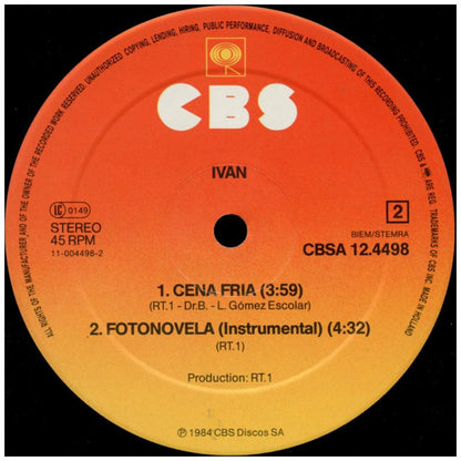 IVAN - FOTONOVELA | 12'' MAXI SINGLE USADO