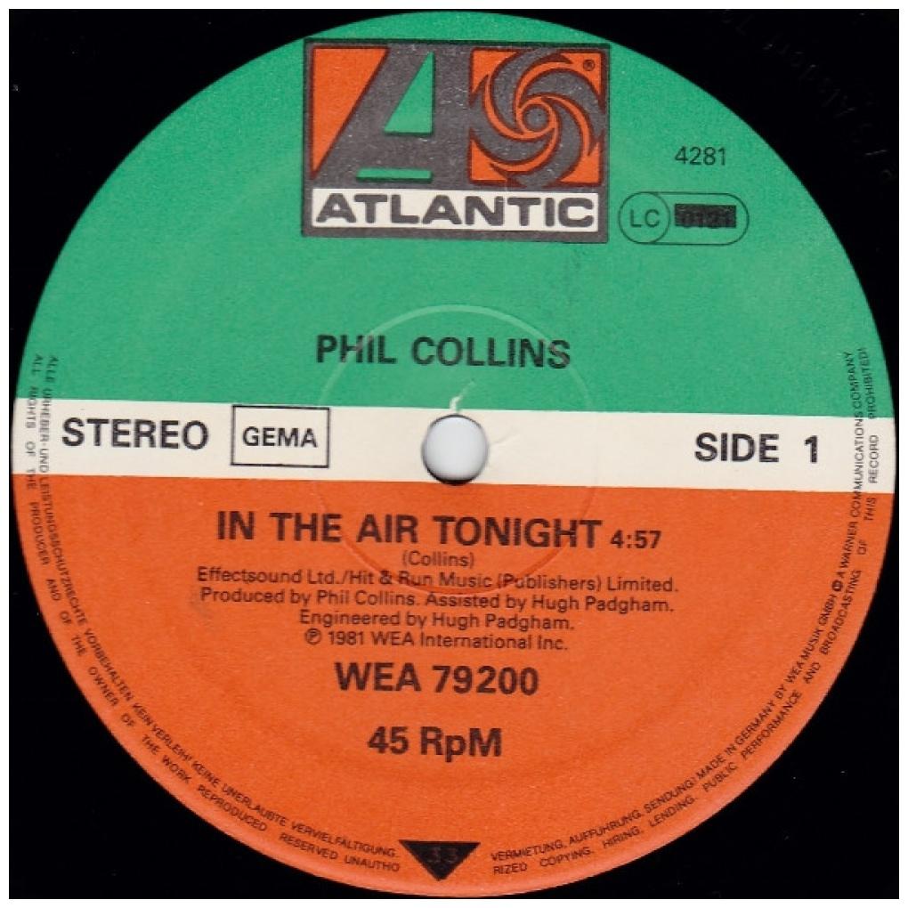PHIL COLLINS - IN THE AIR TONIGHT | 12'' MAXI SINGLE USADO