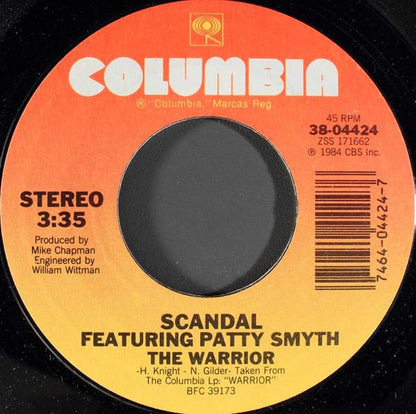 SCANDAL FT. PATTY SMITH - THE WARRIOR | 7" SINGLE VINILO USADO