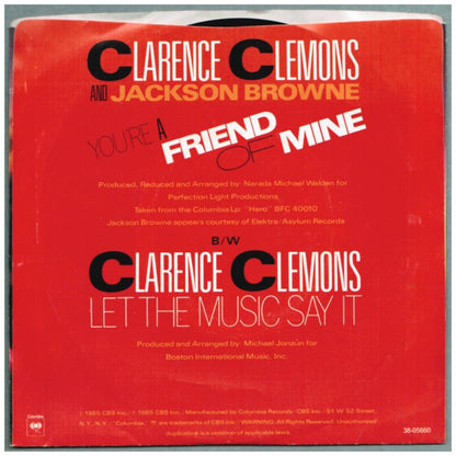 CLARENCE CLEMONS AND JACKSON BROWNE - YOU'RE A FRIEND OF MINE | 7" SINGLE USADO