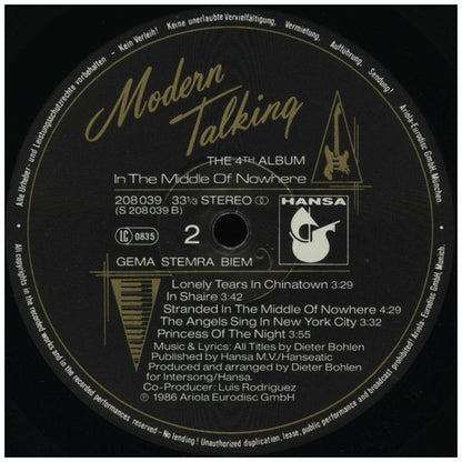 MODERN TALKING - IN THE MIDDLE OF NOWHERE - THE 4TH ALBUM | VINILO USADO