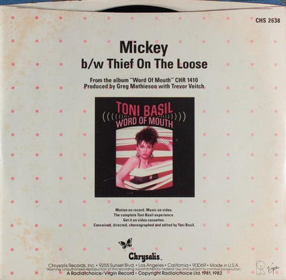 TONI BASIL - MICKEY | 7" SINGLE VINILO USADO