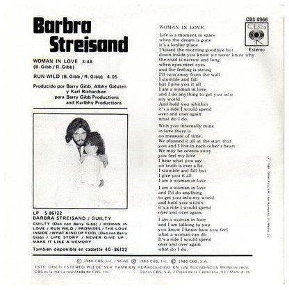 BARBRA STREISAND - WOMAN IN LOVE | 7" SINGLE VINILO USADO