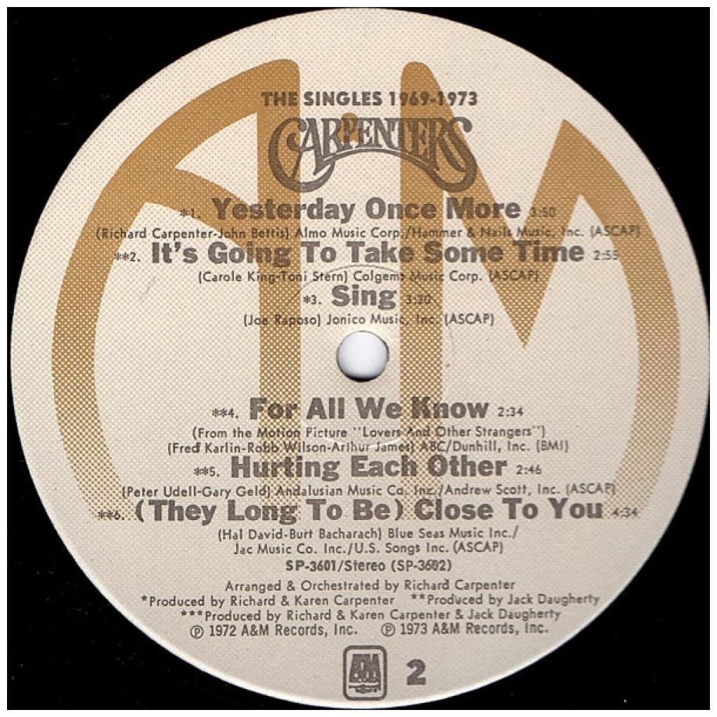 CARPENTERS - THE SINGLES 1969-1973 | VINILO USADO