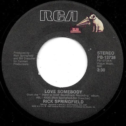 RICK SPRINGFIELD - LOVE SOMEBODY | 7" SINGLE VINILO USADO