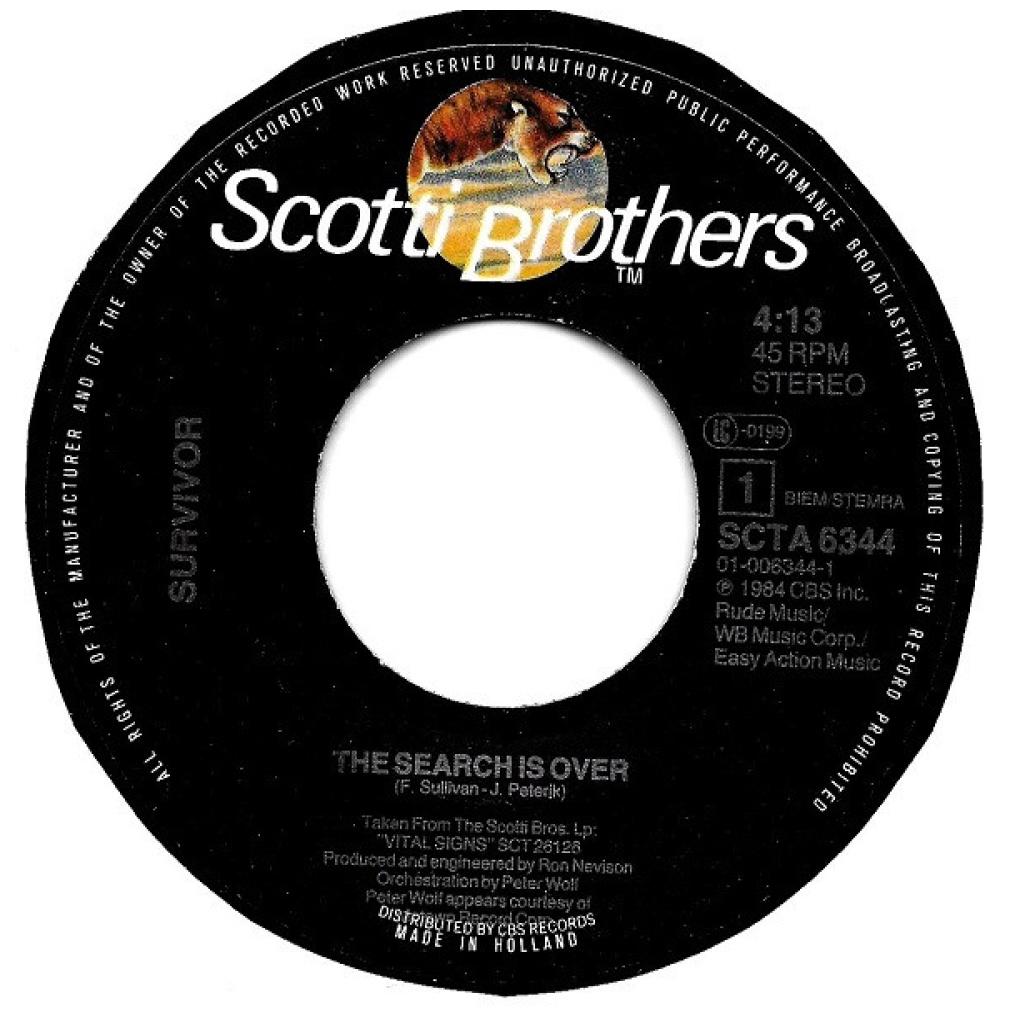 SURVIVOR - THE SEARCH IS OVER | 7" SINGLE USADO