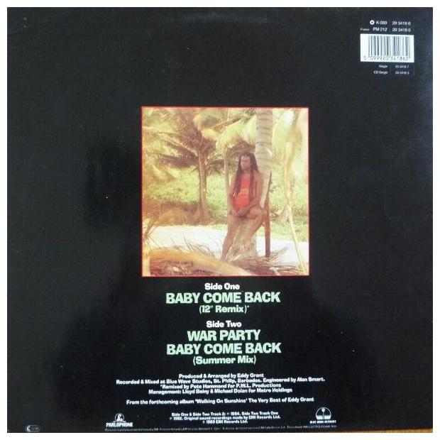 EDDY GRANT - BABY COME BACK | 12" MAXI SINGLE USADO