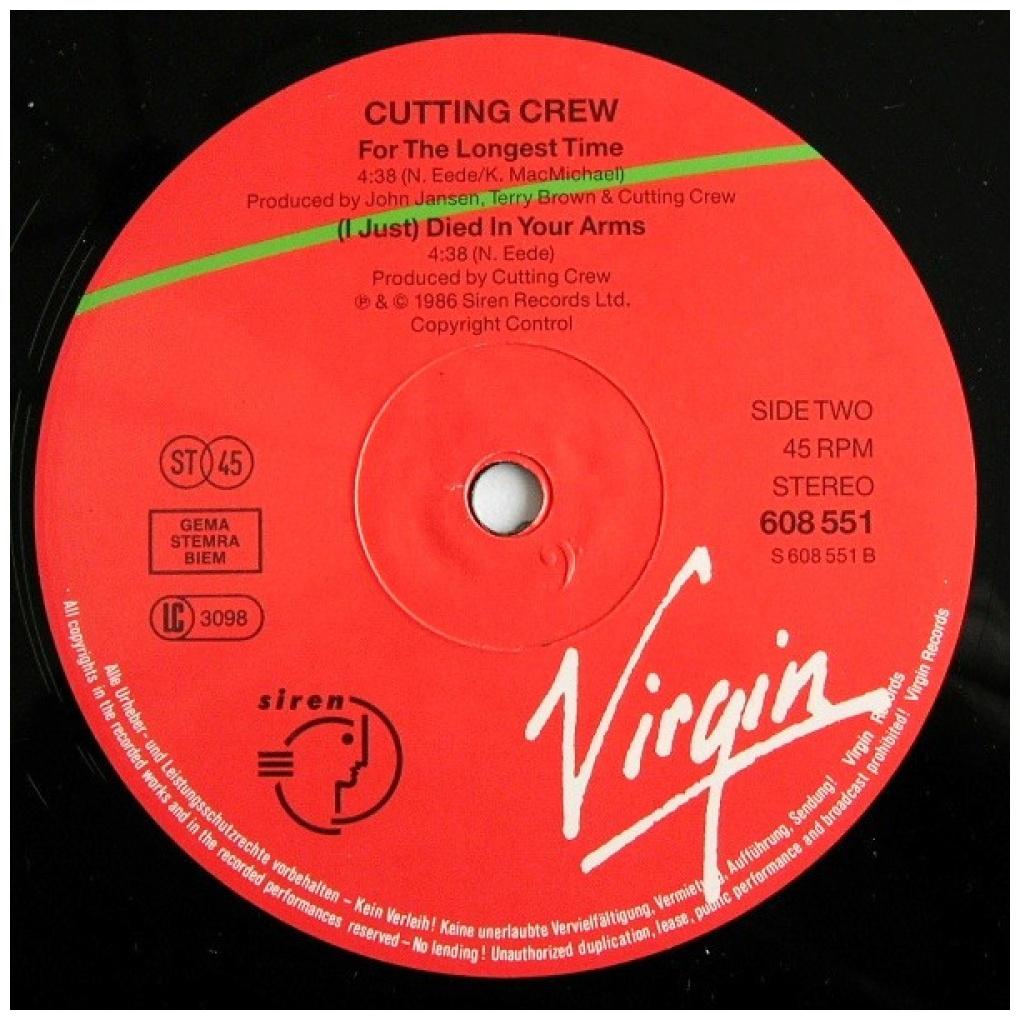 Cutting Crew - (I JUST) DIED IN YOUR ARMS | 12'' MAXI SINGLE USADO