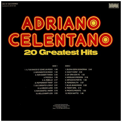 ADRIANO CELENTANO - 20 GREATEST HITS | VINILO USADO