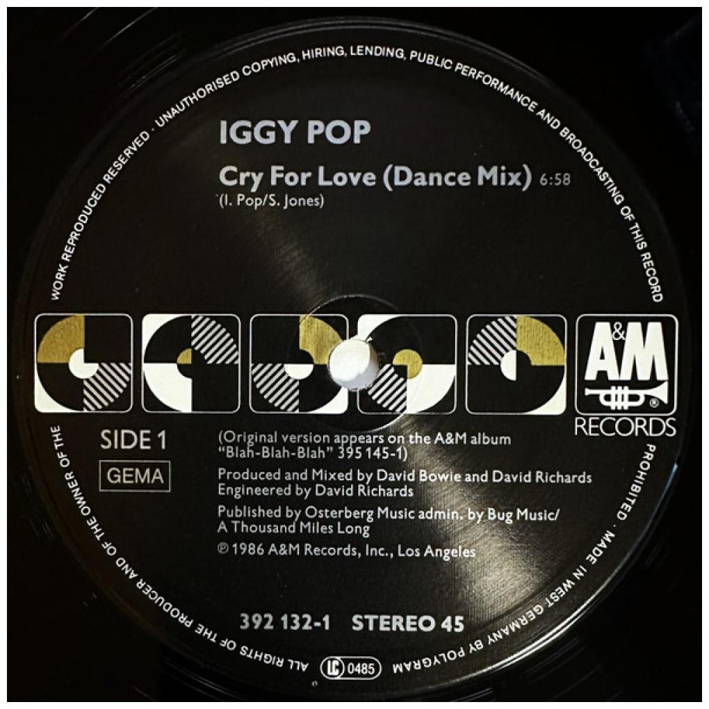 IGGY POP - CRY FOR LOVE | 12'' MAXI SINGLE USADO