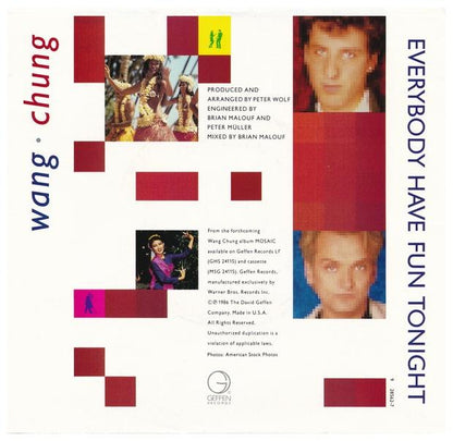 WANG CHUNG - EVERYBODY HAVE FUN TONIGHT | 7" SINGLE VINILO USADO