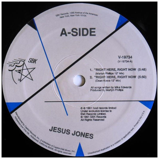JESUS JONES - RIGHT HERE, RIGHT NOW | 12'' MAXI SINGLE USADO