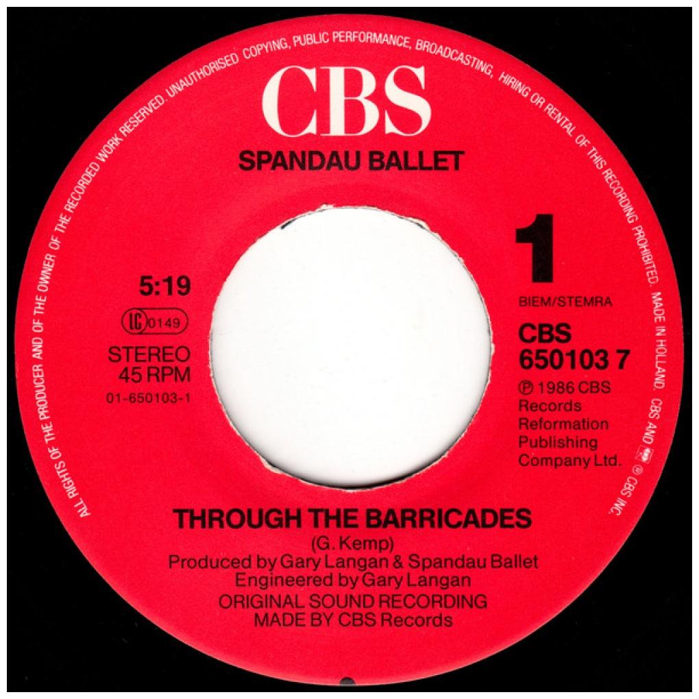 SPANDAU BALLET - THROUGH THE BARRICADES | 7" SINGLE USADO