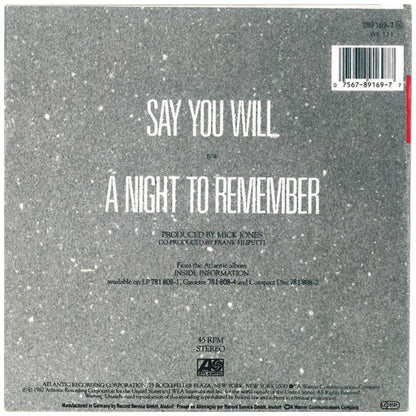 FOREIGNER - SAY YOU WILL | 7" SINGLE USADO