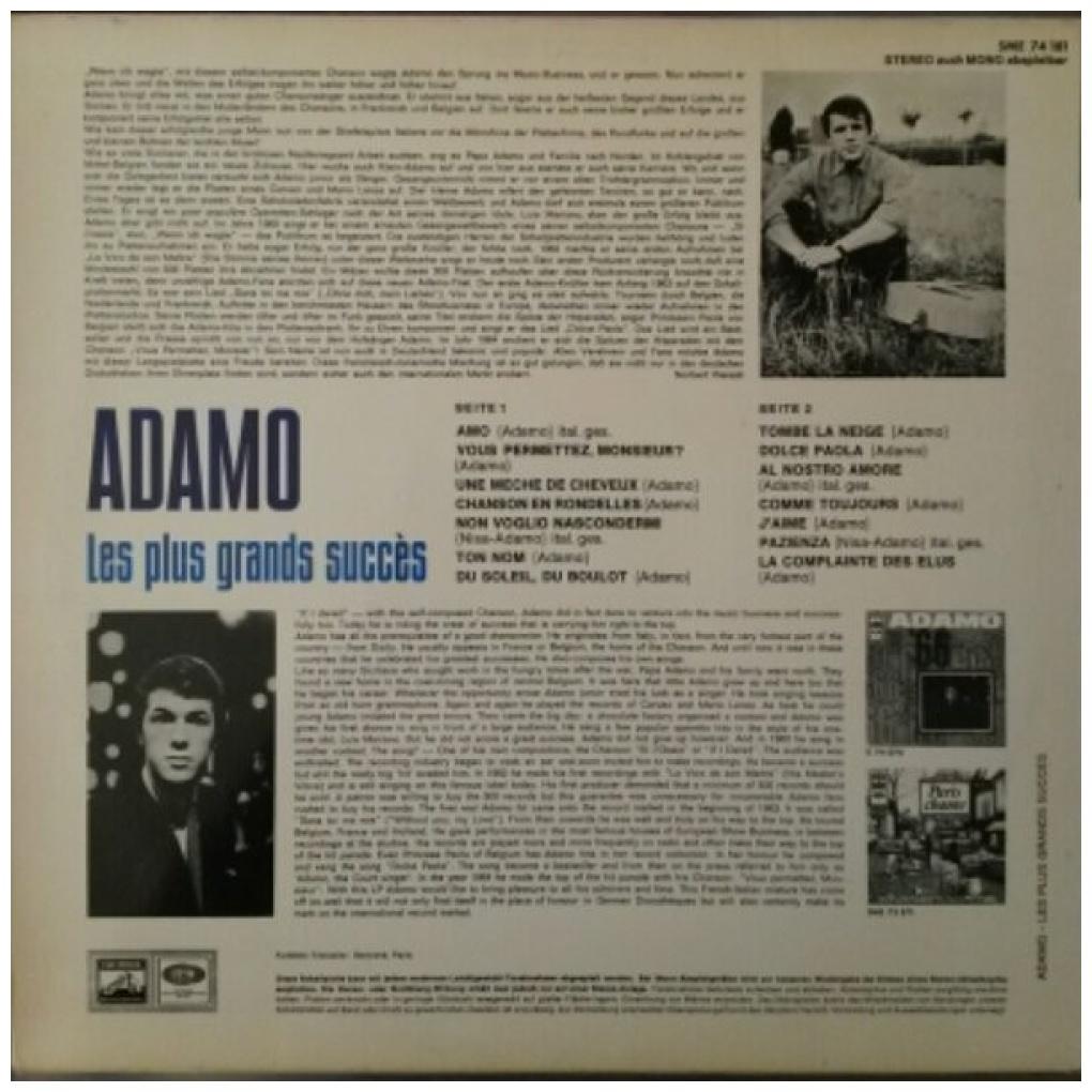 ADAMO - LES PLUS GRANDS SUCCES | VINILO USADO