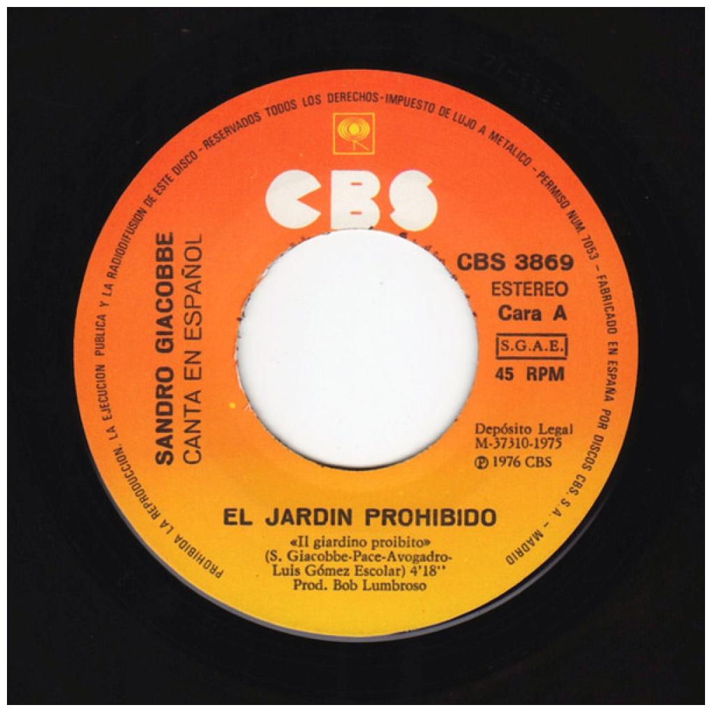 SANDRO GIACOBBE - EL JARDIN PROHIBIDO (EN ESPAÑOL/ITALIANO) (PROMO COPY) | 7" SINGLE USADO