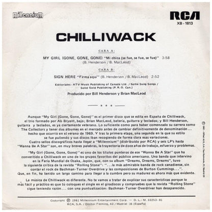 CHILLIWACK - MY GIRL (GONE, GONE, GONE) | 7" SINGLE USADO