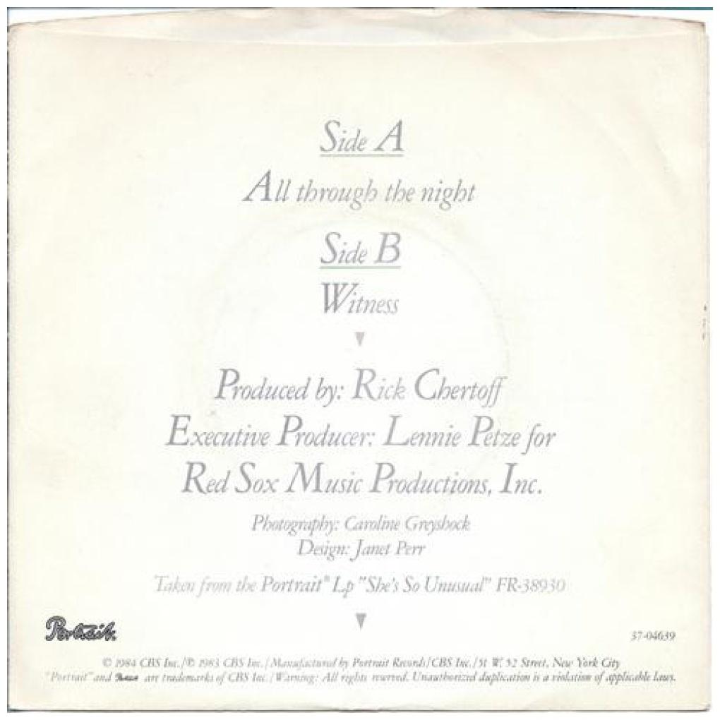 CYNDI LAUPER - ALL THROUGH THE NIGHT | 7" SINGLE USADO