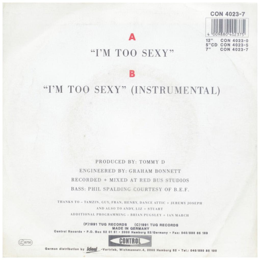 RIGHT SAID FRED - I'M TOO SEXY | 7" SINGLE USADO