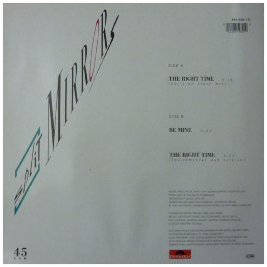SPLIT MIRROR - THE RIGHT TIME | 12" MAXI SINGLE VINILO USADO