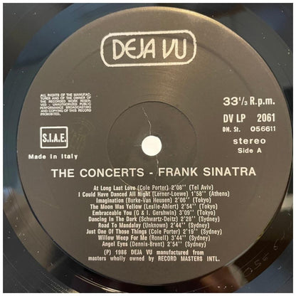 FRANK SINATRA - THE CONCERT: 20 LIVE GREATS | VINILO USADO