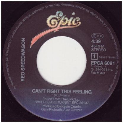 R.E.O. SPEEDWAGON - CAN'T FIGHT THIS FEELING | 7" SINGLE USADO