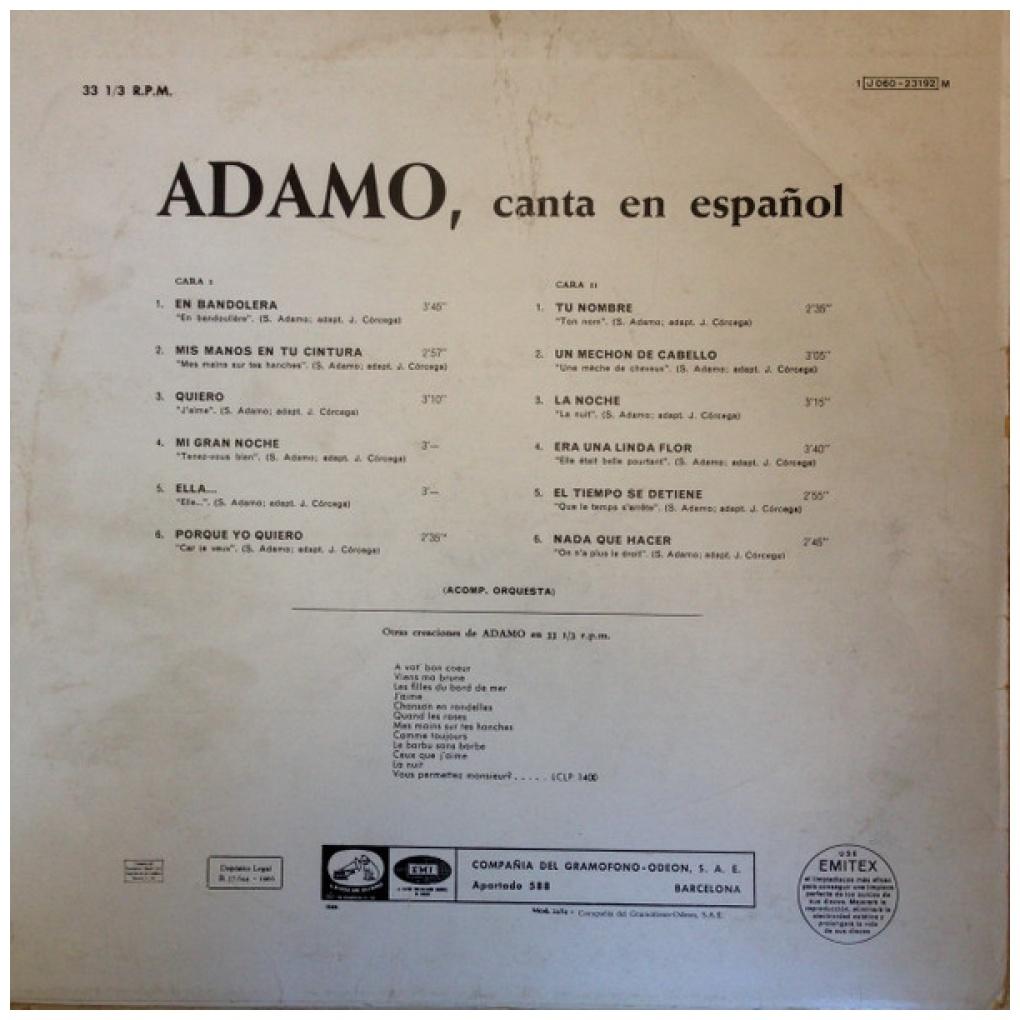ADAMO - CANTA EN ESPAÑOL | VINILO USADO