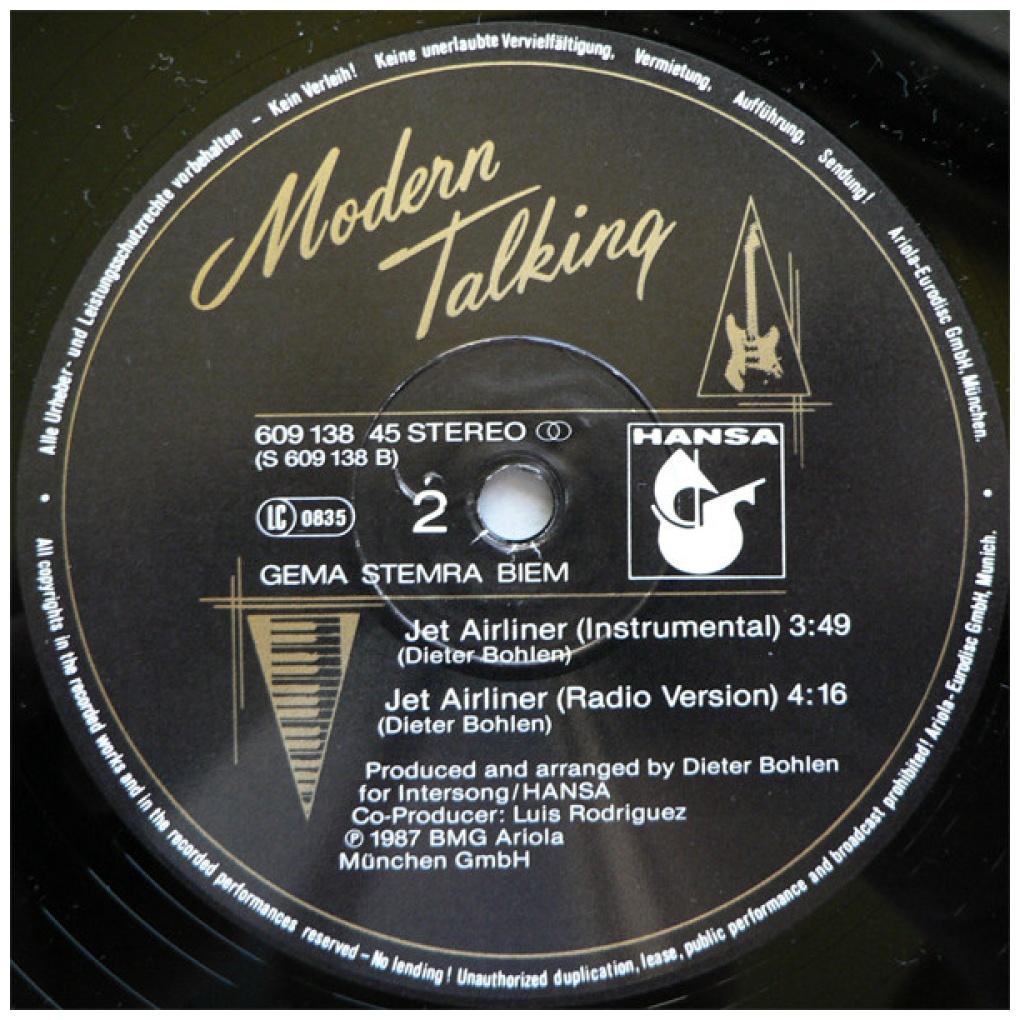 MODERN TALKING - JET AIRLINER | 12'' MAXI SINGLE USADO