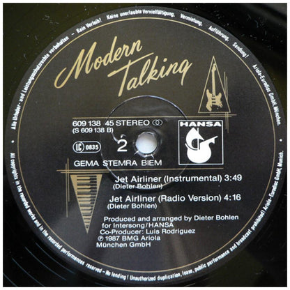 MODERN TALKING - JET AIRLINER | 12'' MAXI SINGLE USADO