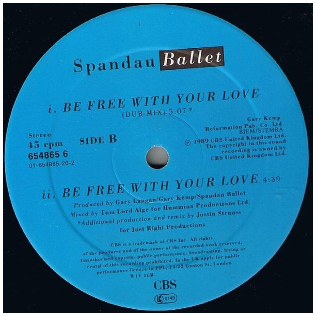 SPANDAU BALLET - BE FREE WITH YOUR LOVE | 12'' MAXI SINGLE USADO