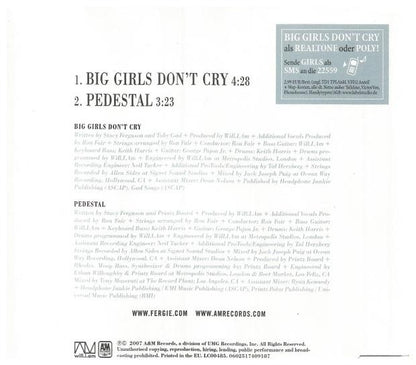 FERGIE - BIG GIRLS DON T CRY | CD SINGLE USADO