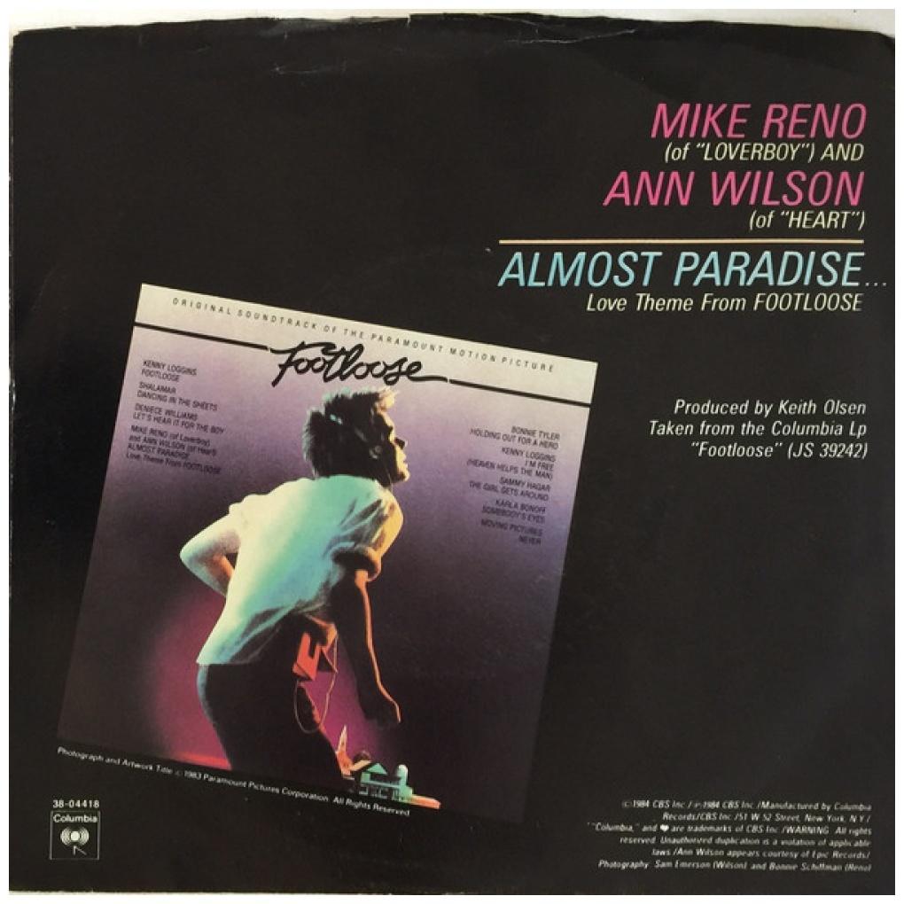 MIKE RENO & ANN WILSON - ALMOST PARADISE | 7" SINGLE USADO