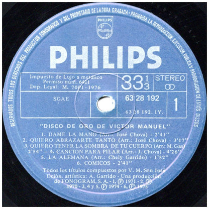 VICTOR MANUEL - DISCO DE ORO | VINILO USADO